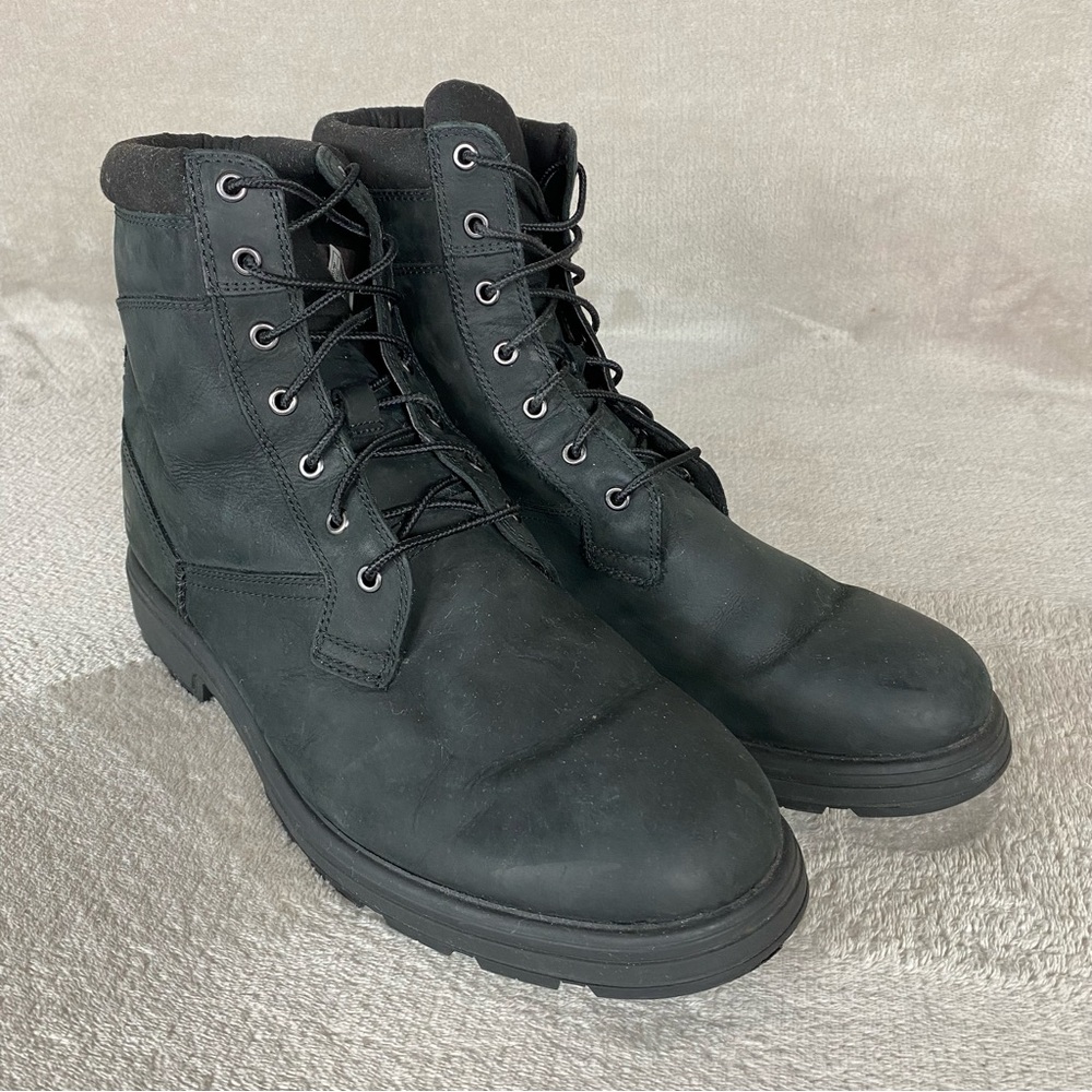 UGG Biltmore Work Boots Mens Size 14 Black Leather Waterproof Lug Sole